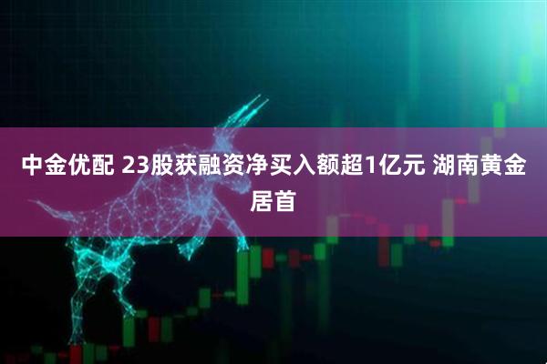 中金优配 23股获融资净买入额超1亿元 湖南黄金居首